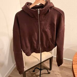 AUTHENTIC Diesel F-Reggy Cropped Zip Hoodie - Burgundy - Size M - Like New